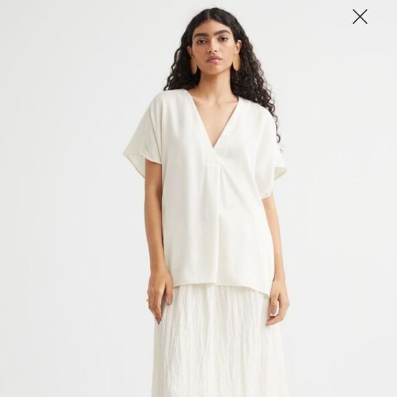 NWT White/Ivory Short Sleeve Oversized Top XL - Picture 1 of 11